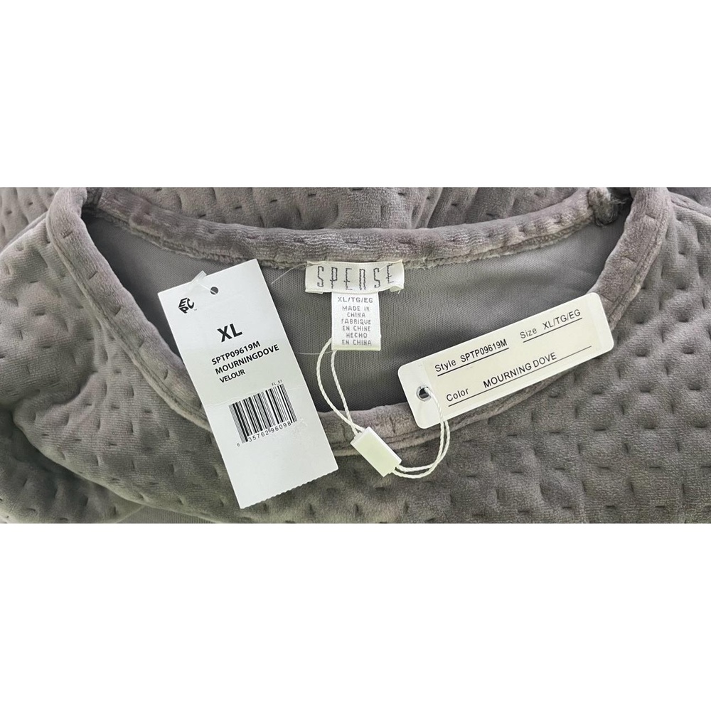 NWT Spense Womens Quilted Velour Pullover Crew Neck Cozy Taupe Top, XL - Picture 6 of 7
